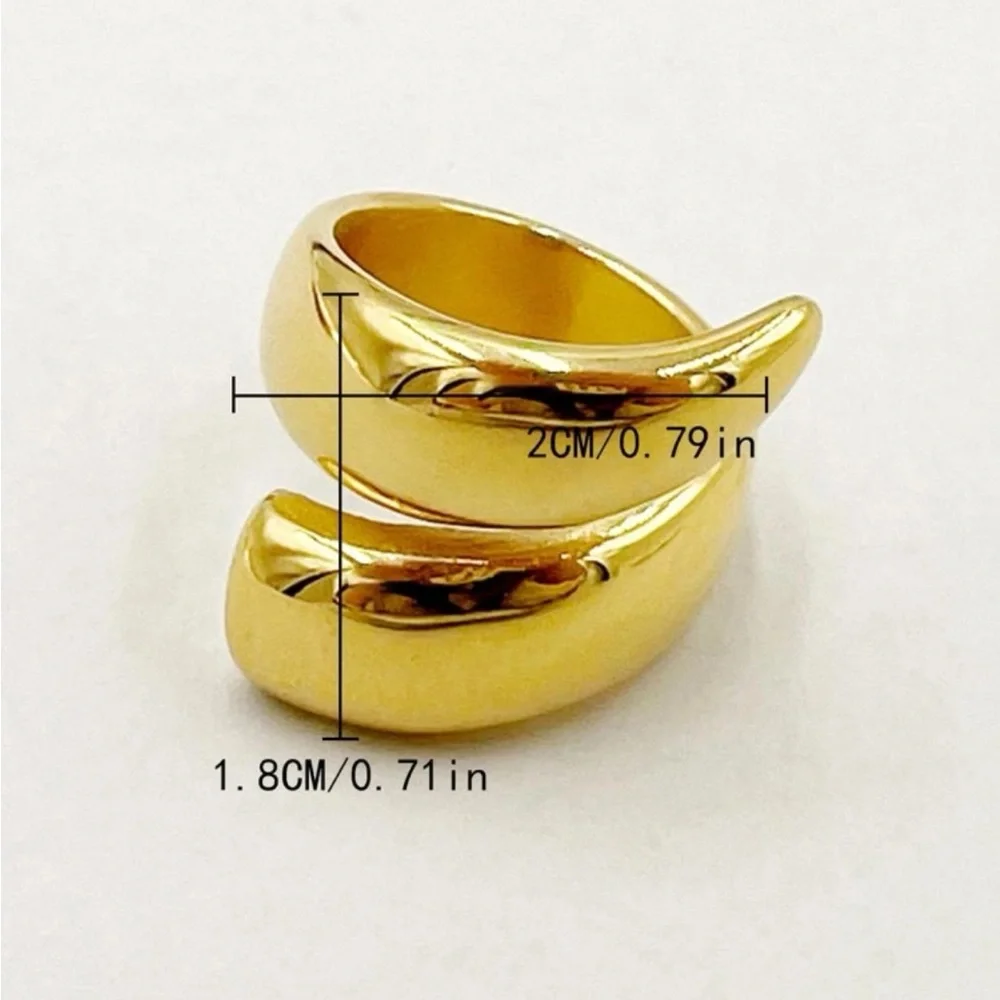 New 18K Gold Plated Minimalist Shape Cuff Ring - Picture 3 of 4